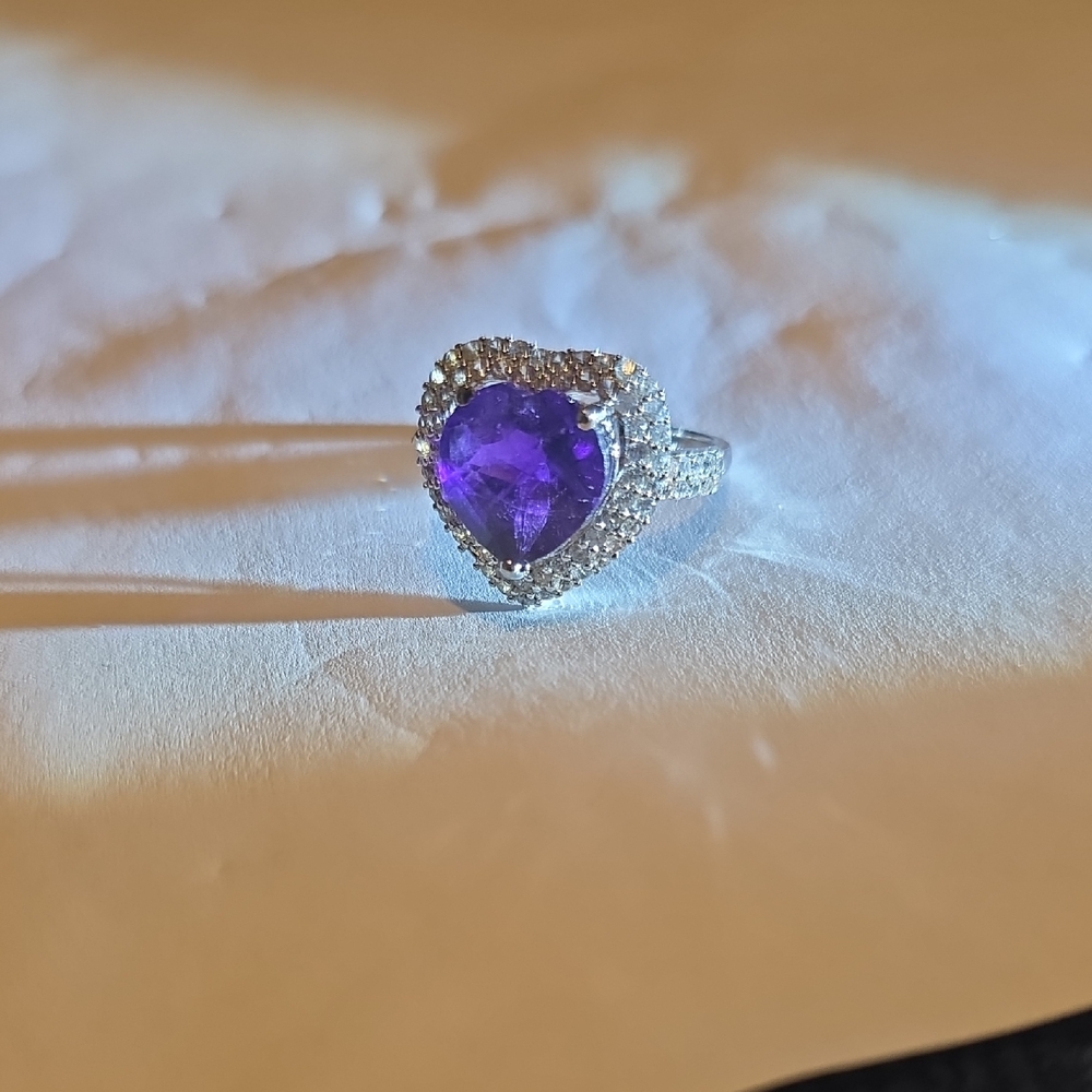 Heart-Shaped Purple Gemstone Ring